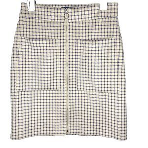 ALICE BLUE Mini Pencil Skirt Windowpane Minimalist Office Casual Womens S Blue
